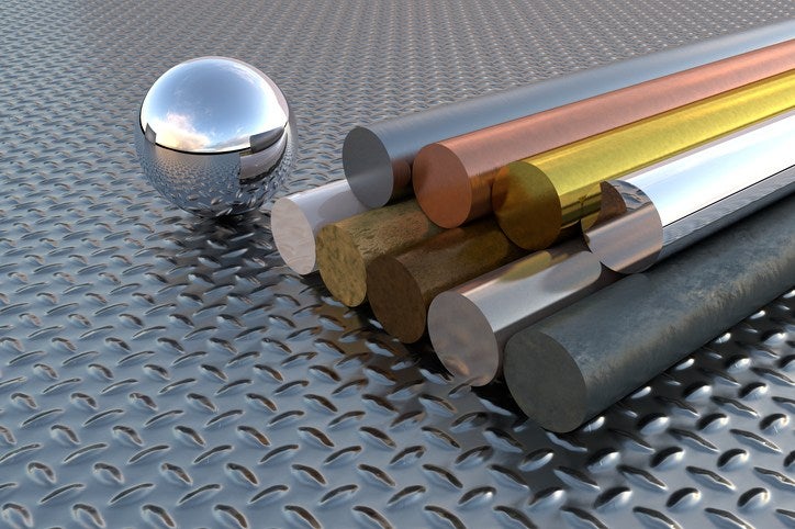 Various metal types including steel, copper, brass, & aluminum rods at McKnight Steel & Tube Co.
